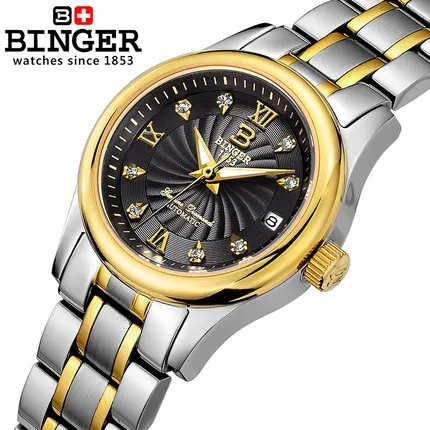 2016 new Binger brand fashion leisure watch women watches Stain Steel strap CZ diamond women wristwatch
