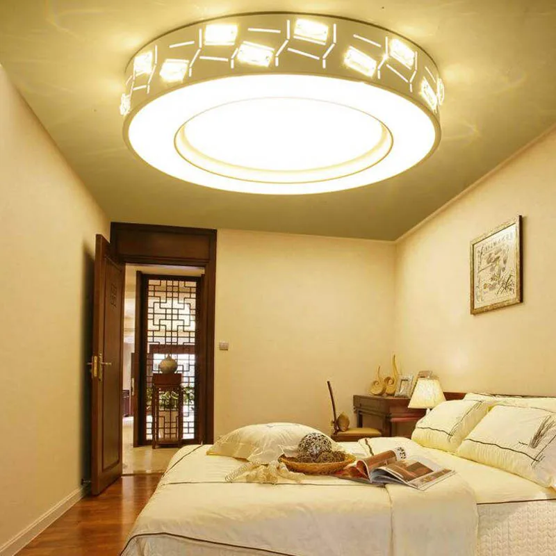 

New Crystal Rectangular Living Room Light Warm Atmosphere LED Ceiling Light Round Bedroom Lamp Modern Simple Lamp led fixture