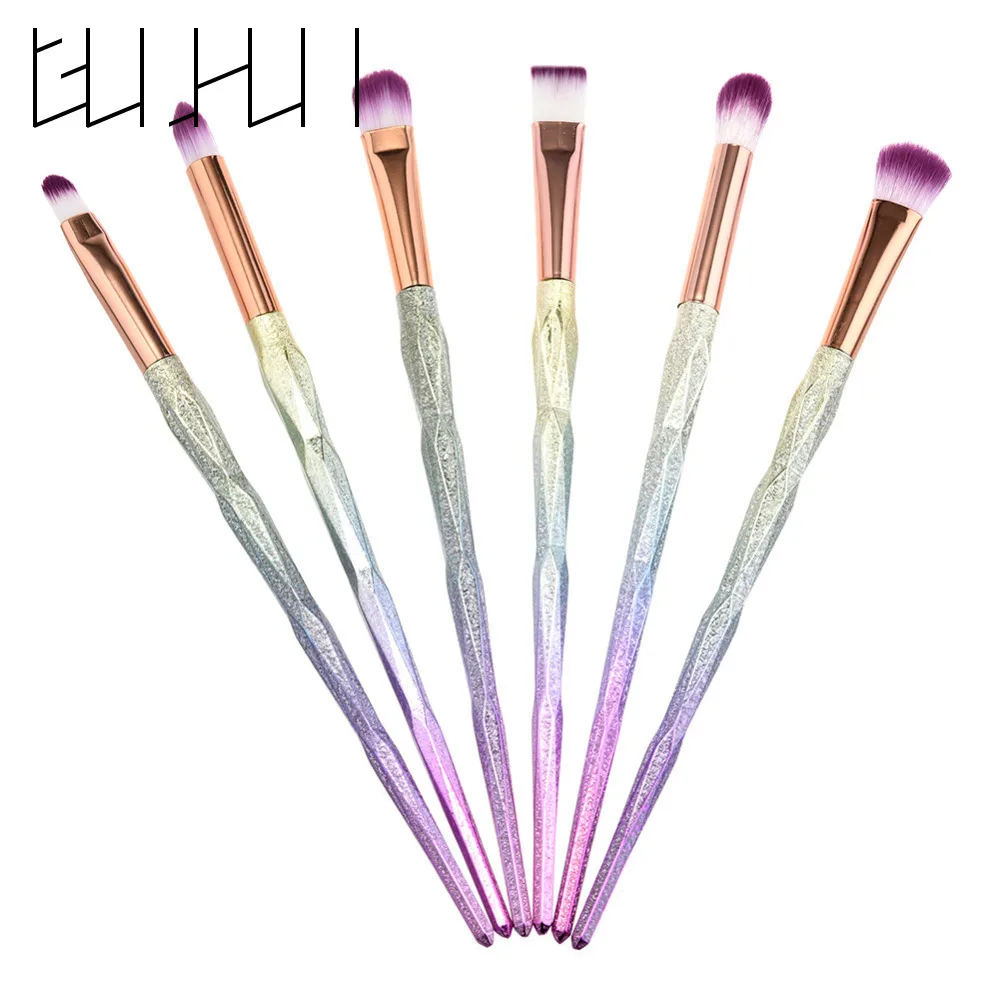 High Quality 6pcs Eyes Makeup Brushes Set 3D Glitter Diamond Handle