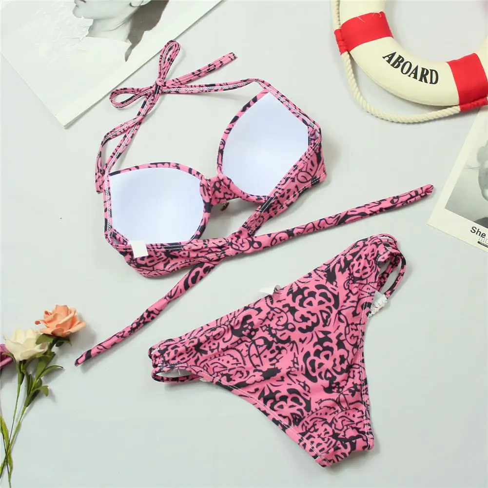 2018 New Pink Sexy Lace Bikini Push-up Padded Bra Swimsuit Bathing Suit Swimwear Two-Piece Suits For Women