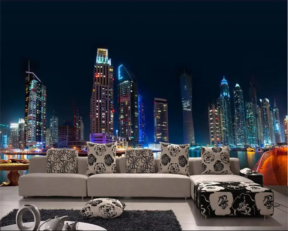 

custom 3d photo wallpaper living room mural city night landscape painting non-woven wall sticker sofa TV background wall paper