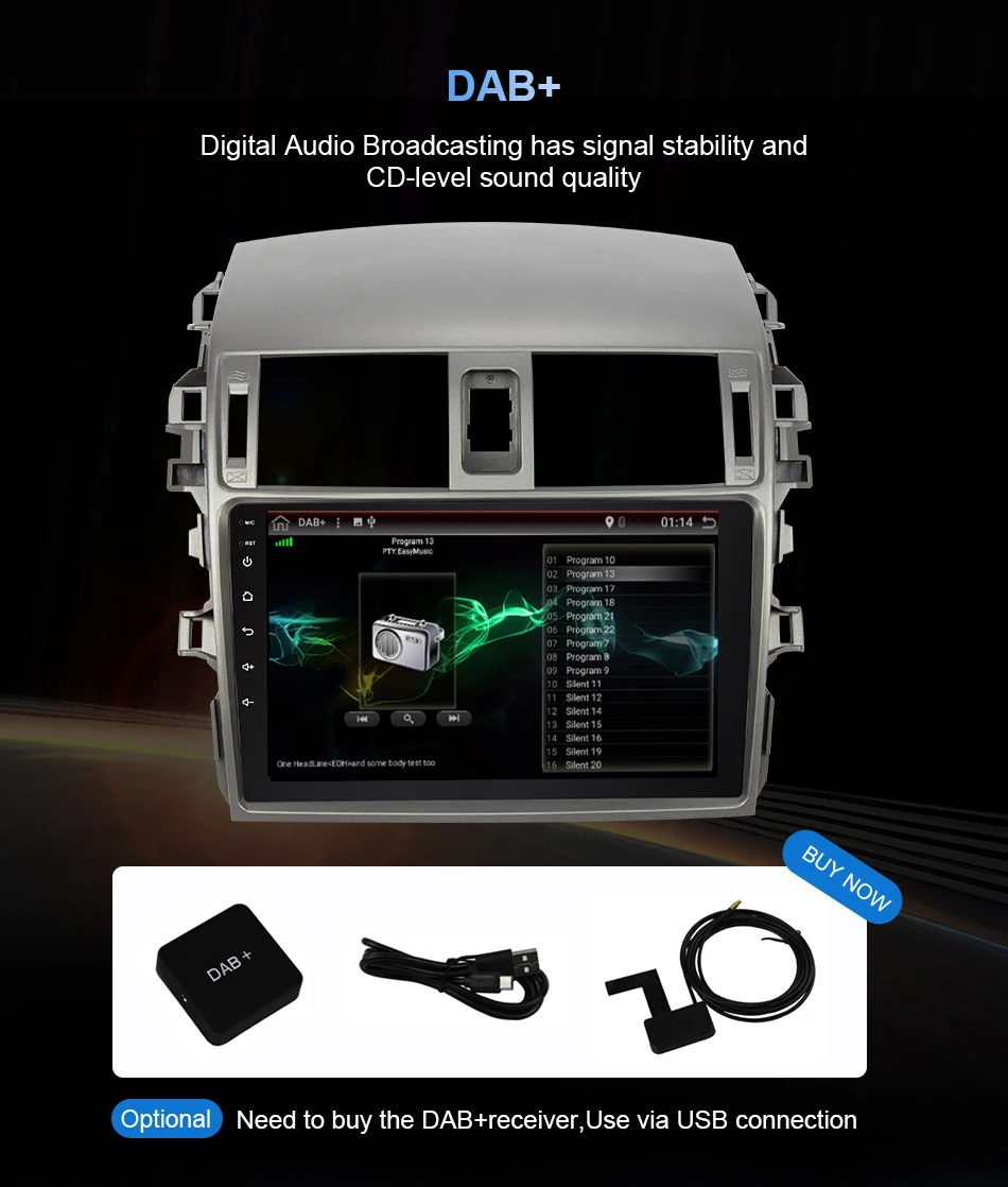 Flash Deal Eunavi 4G+64G  6 core android 9.0 car dvd for Toyota Corolla E140/150  2007-2011 multimedia car radio gps navi PX6 Radio WIF 22