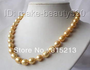 

ddh001193 stunning 12mm baroque gold freshwater cultured pearl necklace