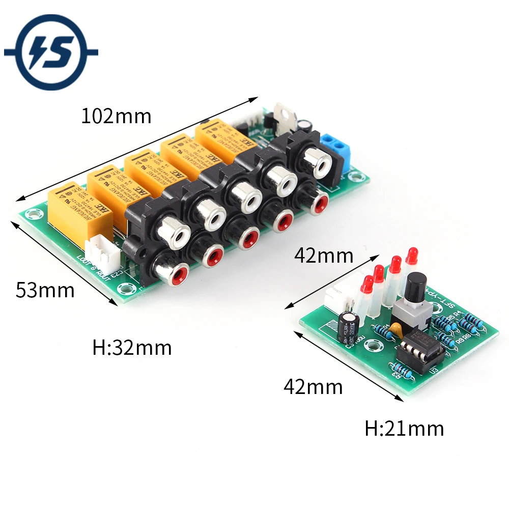 

Audio Input Signal Selector Module 4 In 1 Out Relay Audio Switching Board Relay Selects Amplifier Sound Video Signal Module