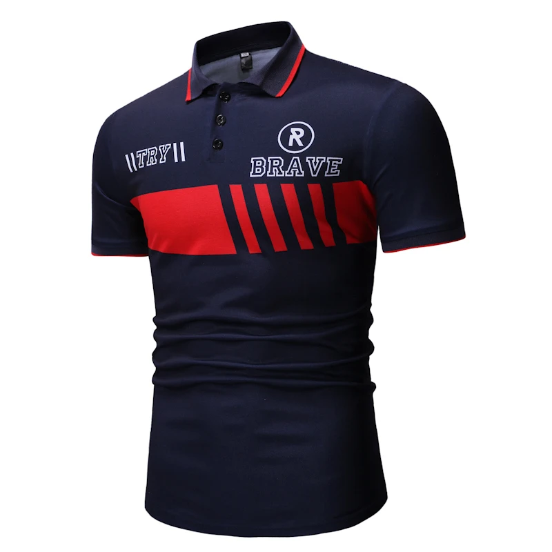 

2019 Brand Casual Polo Shirt Men Flame Printing Cotton Polo Homme Turn Down Collar Man Slim Fit Summer Polos Shirts M-3XL