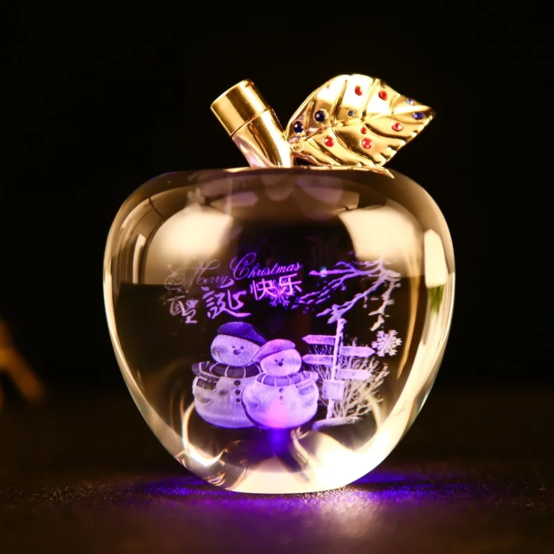 3D лазерная Современная гравированная кристаллическая пресс-папье глазурь для яблока фигурка украшения хрустальные поделки офисный Рабочий стол Декор подарки - Цвет: Design 3