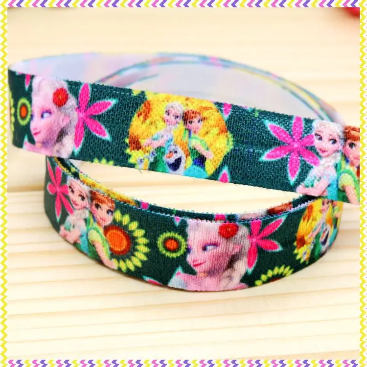 

DHK 5/8'' 5yards Fold Elastic FOE cartoon printed headband headwear hair band diy decoration OEM Wholesale C81