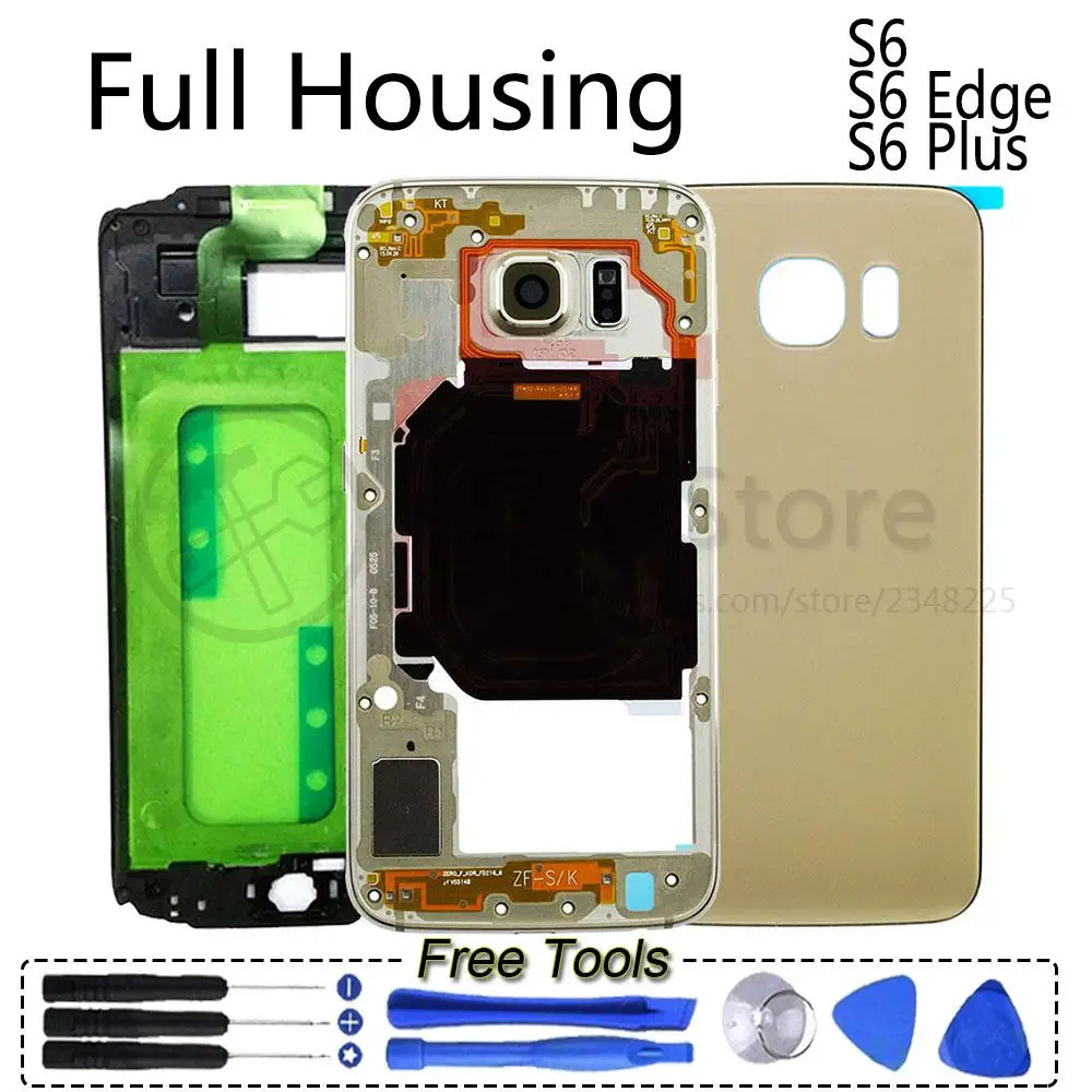 S6 Full Housing Case Frame Bezel Battery Cover Screen Glass For Samsung Galaxy S6 G920 G920F