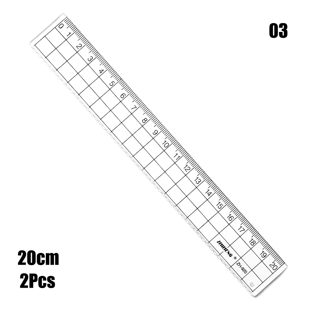 Комплект из 2 предметов простой акриловая линейка 15/18/20 см с прозрачным квадратным Линейка Канцелярские узнать чертежные принадлежности - Цвет: 20cm