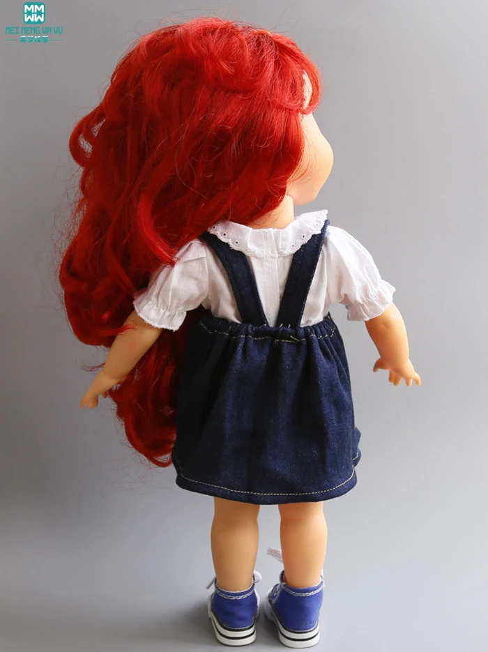 Новая кукольная одежда для 40 см салонная Кукла Джинсовая юбка с ремешком белая рубашка