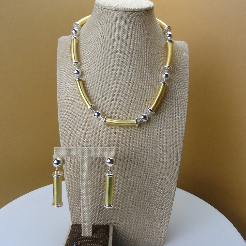 

2019 Dubai Costume Jewellery Superior 24K Gold Color Plating Simple Jewelry sets for African Women Necklace and Earring FHK5313