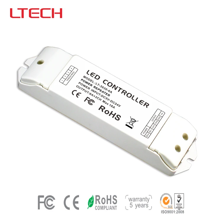 

LT-3030-6A CV Led Power Repeater(amplifier);DC5-24V input;6A*3CH output for RGB led strip