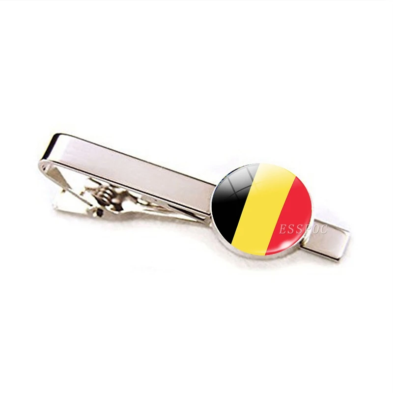 30 стран Национальный флаг зажимы для галстука мужской модный, серебряный, металлический галстук США флаг клип шпильки Кнопка Свадебный костюм аксессуары - Окраска металла: Belgium