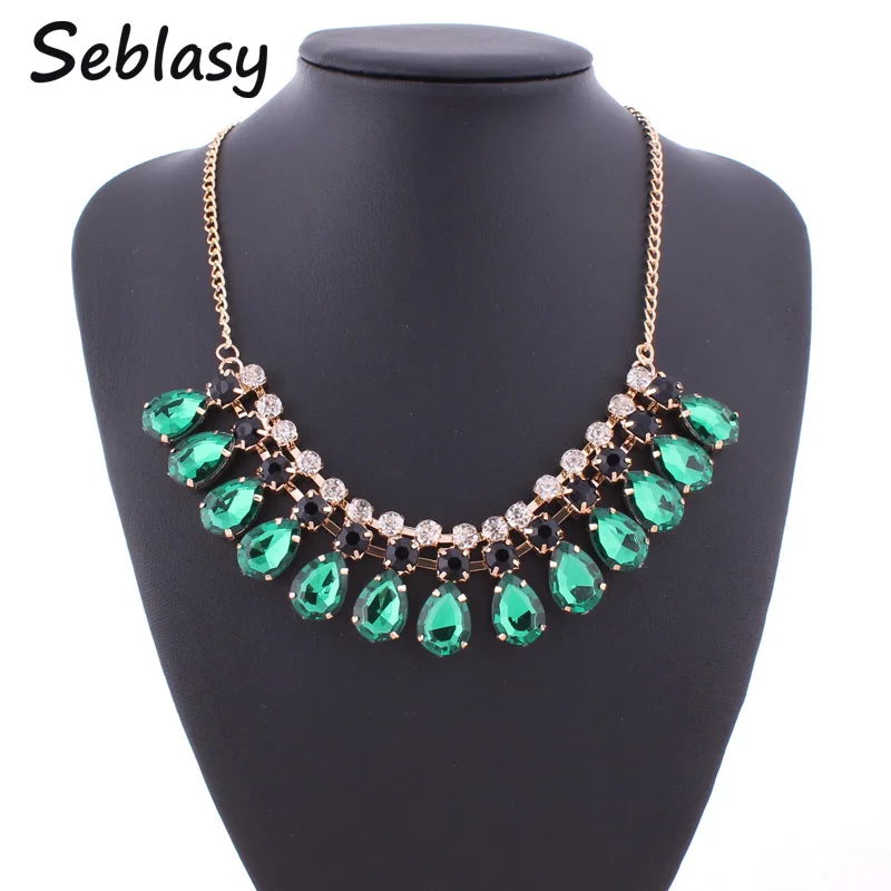 

Seblasy Statement Jewelry Ethnic Luxury Crystal Water Drop Necklace Maxi Multilayer Collar Choker Necklaces & Pendants For Women
