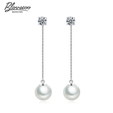 The new long tassels Ms Crystal earrings freshwater earrings fashion personality lovely silver jewelry high end