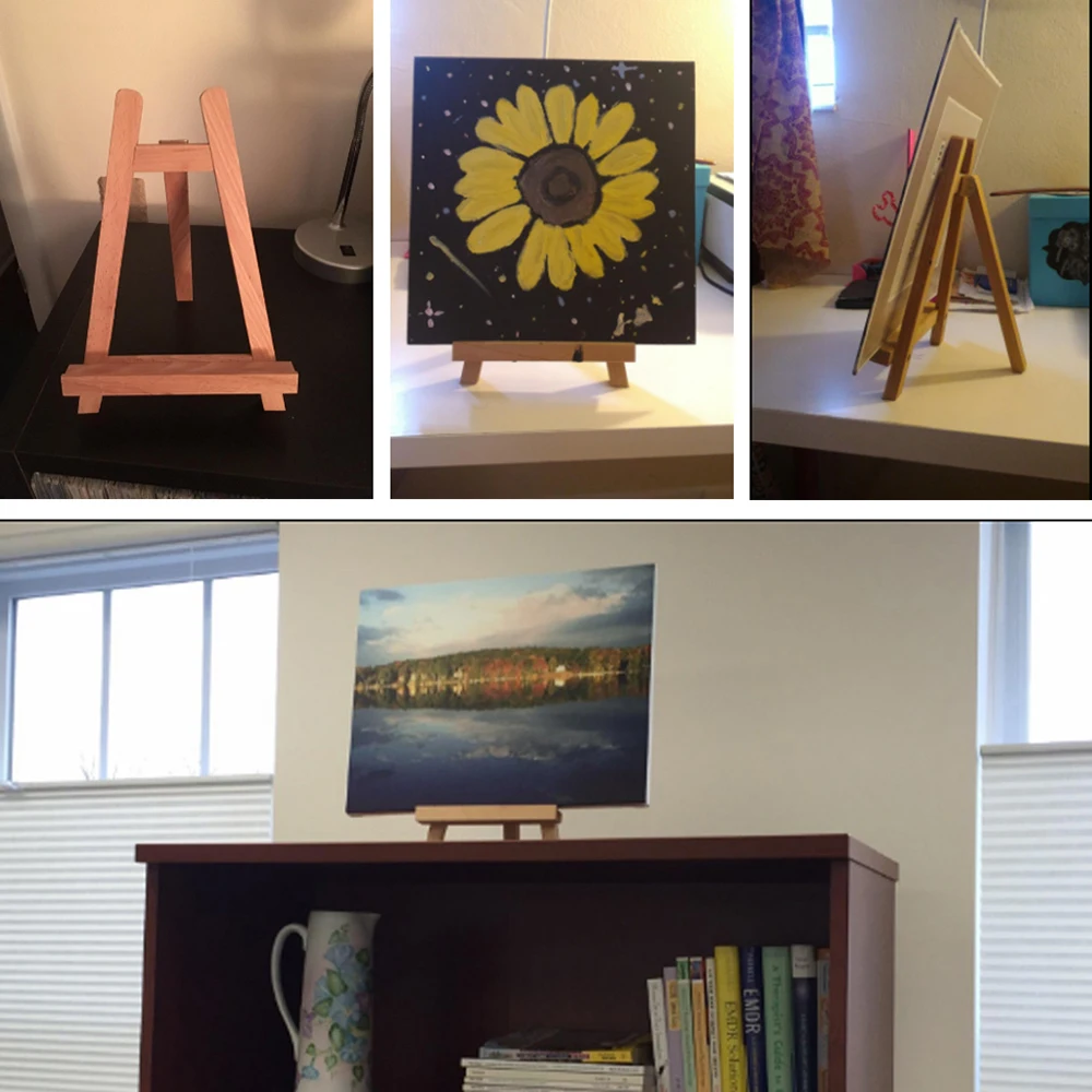 Floor Geometry Small Easel Wooden Mini Easel Pine Dispaly Canvas Art Craft Table Stand Wedding