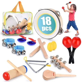 

1 Set Orff Toys Musical Instrument Teaching Children's Kids Puzzle Percussion Tambourine Band Maracas Castanets Handbells
