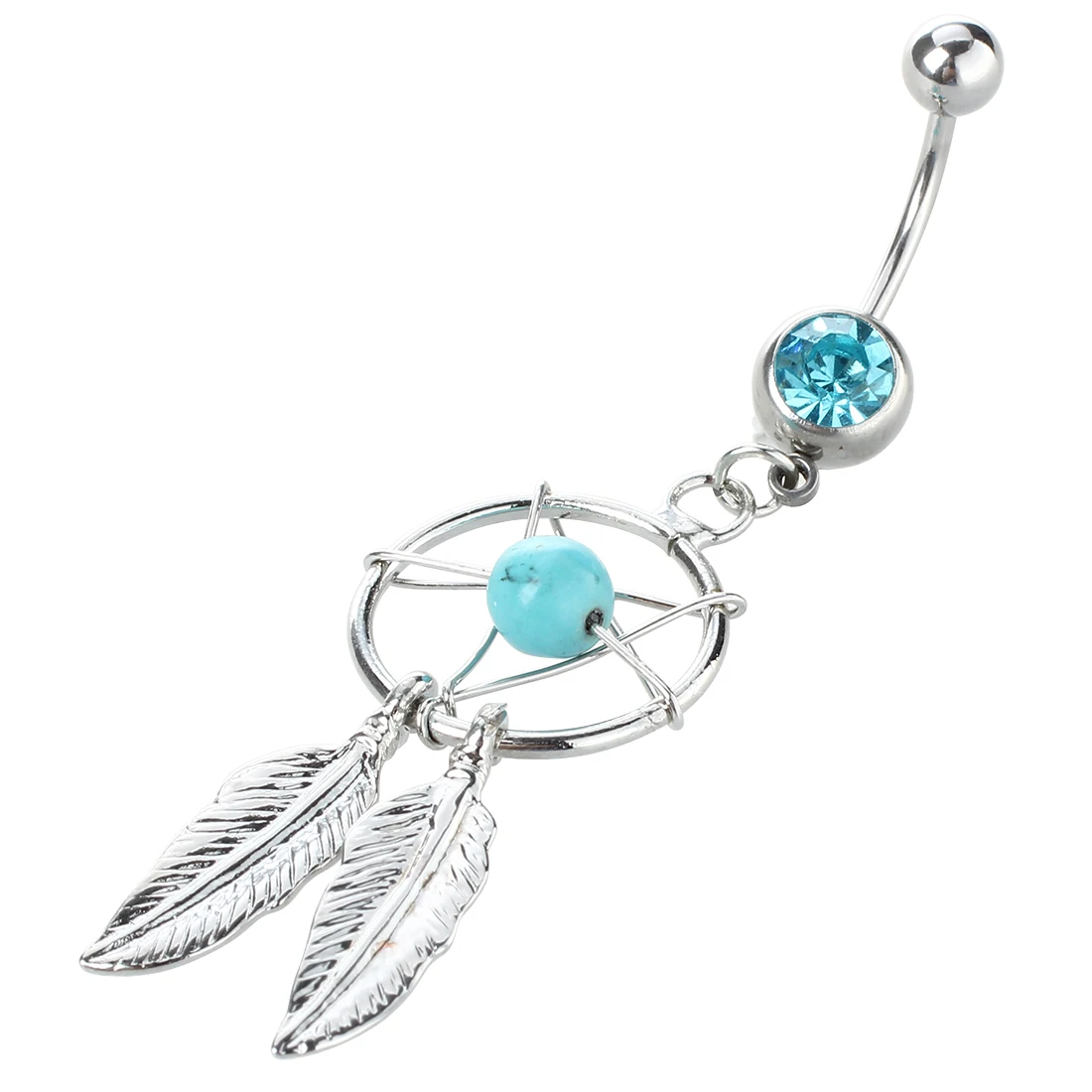 NAVEL PIERCING JEWELLERY GLAND IN 316L STAINLESS STEEL RHINESTONEin