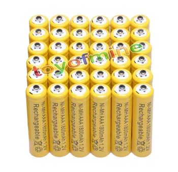 

36x AAA 1800mAh 3A 1.2 V Ni-MH Yellow Rechargeable Battery Cell for MP3 RC Toys