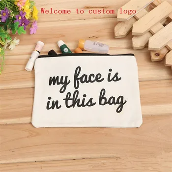 

100pcs/lot blank canvas zipper Pencil cases pen pouches cotton cosmetic Bags makeup bags Mobile phone clutch bag custom logo