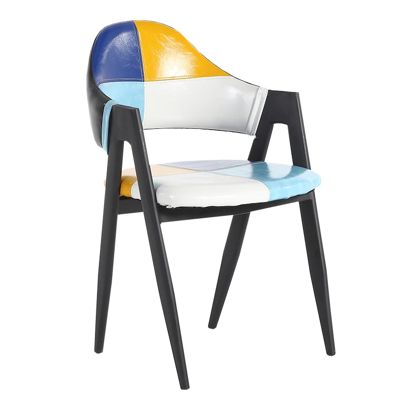 

Dining Chair Stool Backrest Lazy Home Leisure Book Table and Chair Combination Net Red Simple Restaurant Iron Nordic Chair