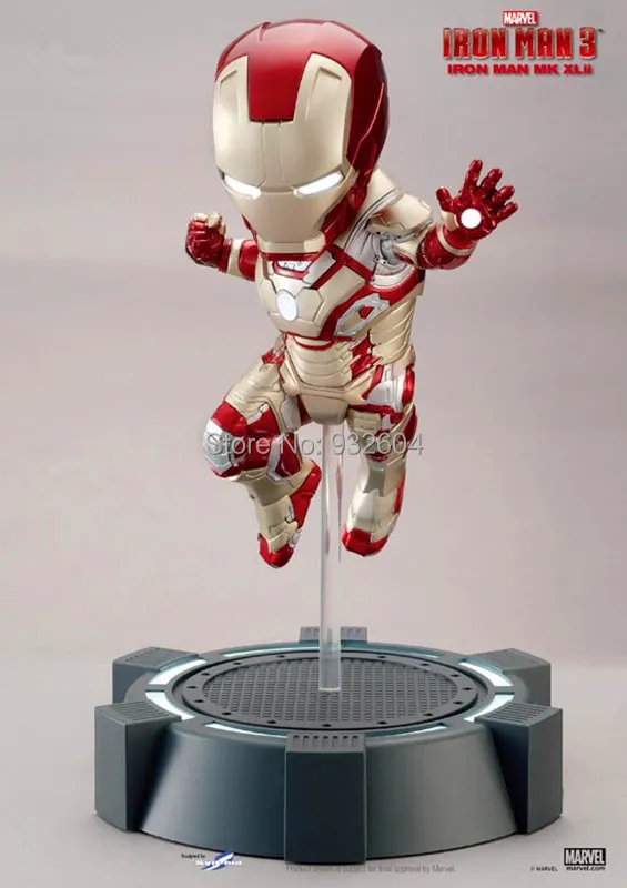 Iron Man Mark XLII Action Figure With Luminous Base Stand LED Lights up