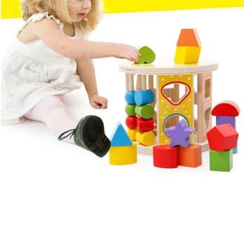 

Multifunctional Intelligence Box Toys For Children Wooden Baby Color Shape Cognitive Matching Sorter Block Early Eductional Toys