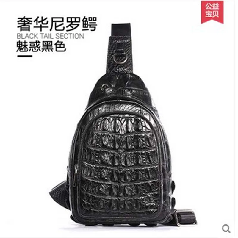 

2018 gete New crocodile man chest bag leather aslant bag leisure single shoulder bag men's fashion leisure bag