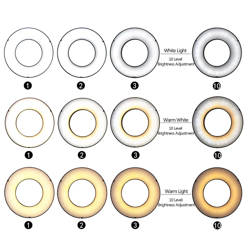 Кольцевой светильник для селфи 5, 9, 13 дюймов, 3200 K-5600 K, светодиодный светильник для фотосъемки, 3 цвета, режим для YouTube, видео, макияж, фото, Anillo De Luz светильник