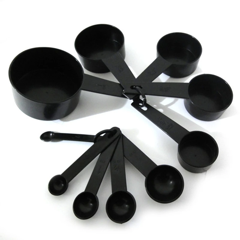 

10Pcs/lot Kitchen Measuring Cup Measuring Spoon Measurable Scoop Black Pink Kitchen Measuring Tool Sets Kichen Tool For Cooking