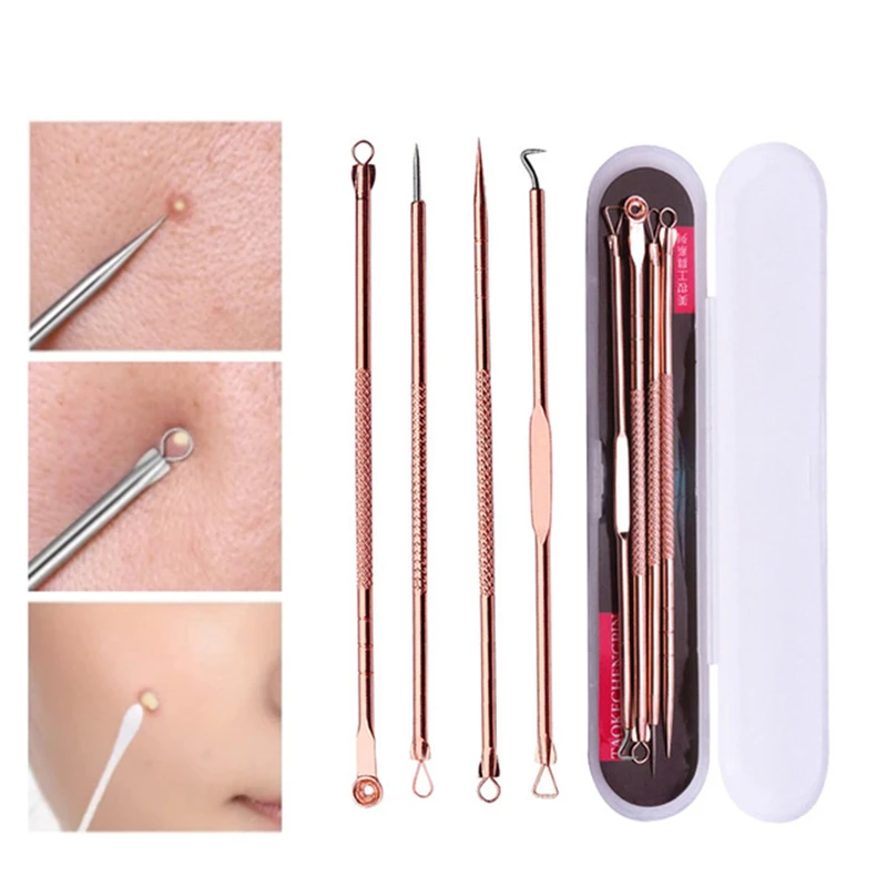 

4pcs Acne Blackhead Removal Needles Stainless Steel Pimple Spot Remover Comedone Cleaning Extractor Black Dots Blemish Cleaner