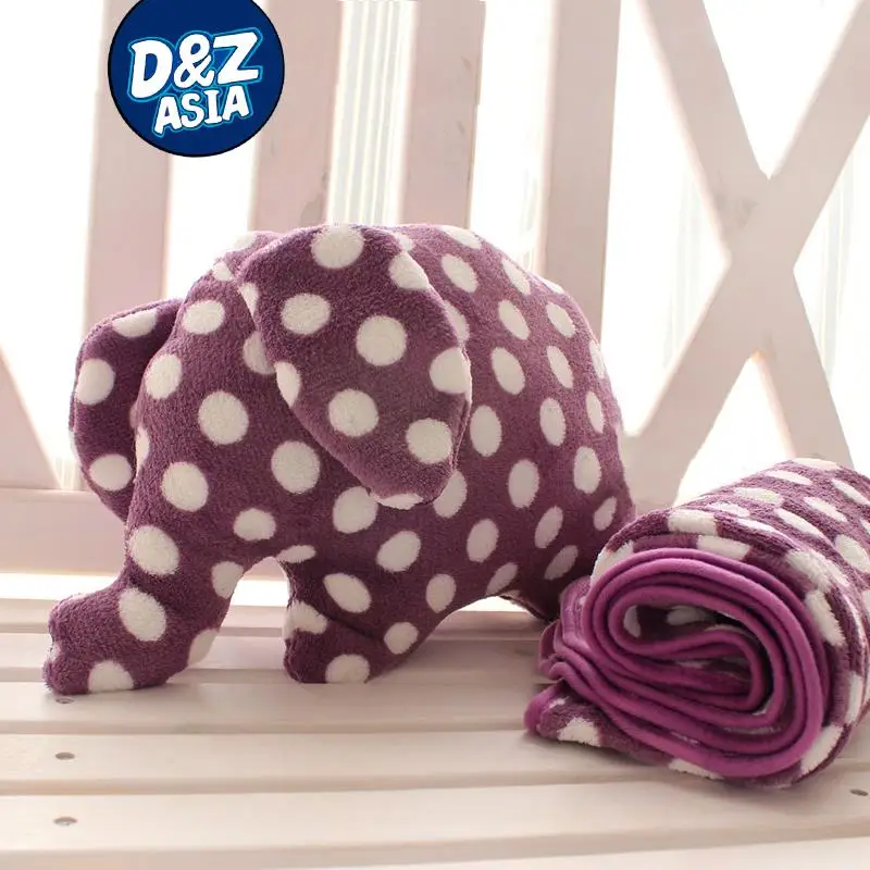 

Purple Polka Dot Elephant coral fleece blanket doll air conditioning sherpa blanket