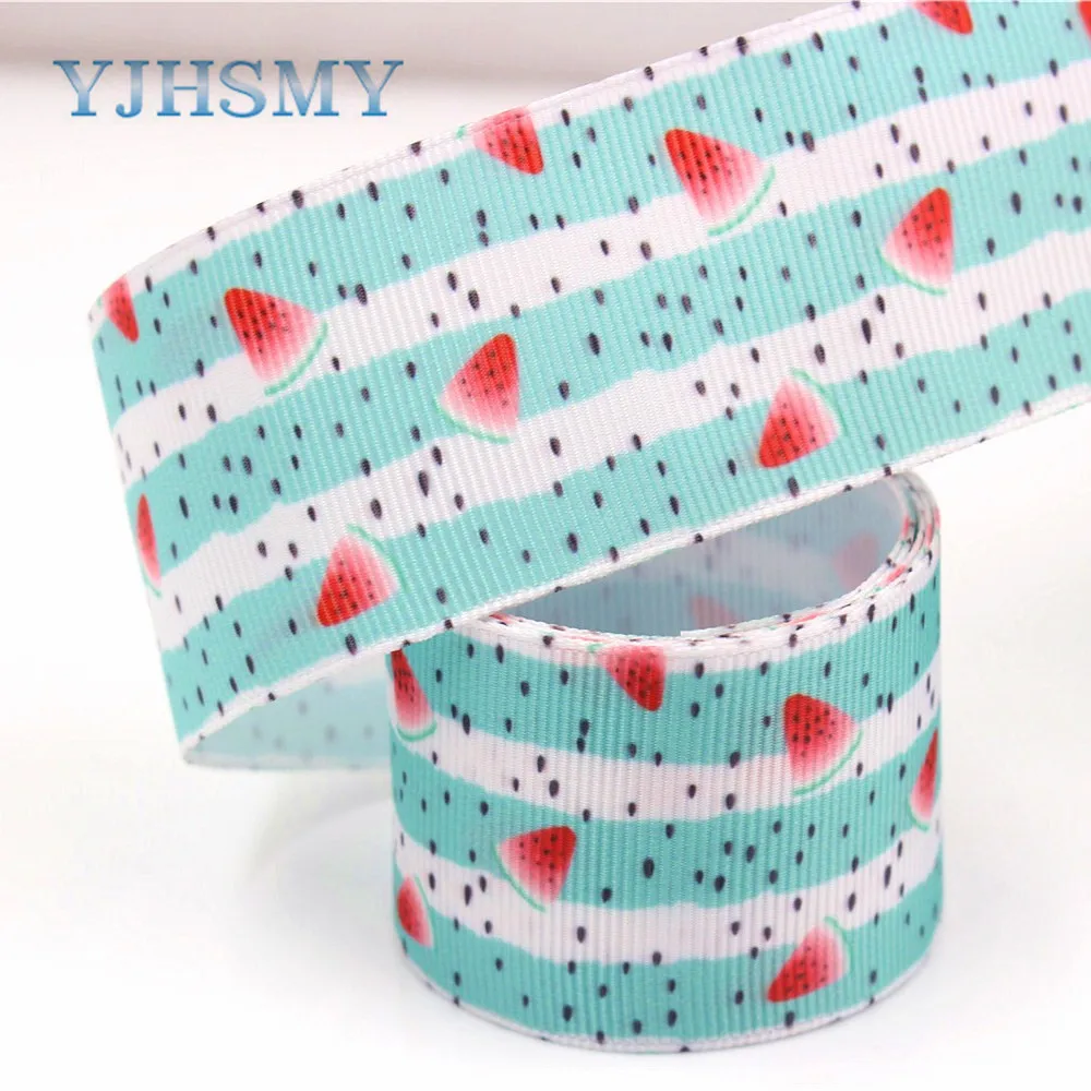 

YJHSMY G-18619-518,38 mm 10 yards Cartoon watermelon Ribbons Thermal transfer Printed grosgrain Wedding Accessories DIY material