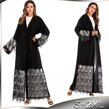 

Black Nida Abaya Arabic Sequined Muslim Hijab Dress Abayas For Women Qatar Kaftan Robe Dubai Caftan Turkish Islamic Clothing