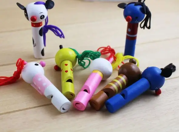 Разные цвета деревянный Игрушечные лошадки Baby Дети мультфильм животных Свистки образования музыкант инструмент игрушка для ребенка yh1109