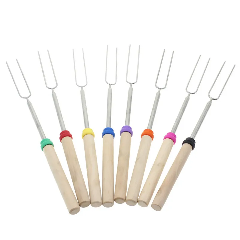 

Camping Campfire corn Hot Dog Telescoping Barbecue Roasting Fork Sticks Skewers BBQ forks (random color)