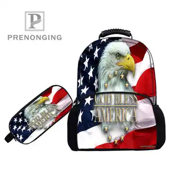 

Custom 17inch american-flag- Backpacks Pen Bags 3D Printing School Women Men Travel Bags Boys Girls Book Computers Bag#1031-5-59