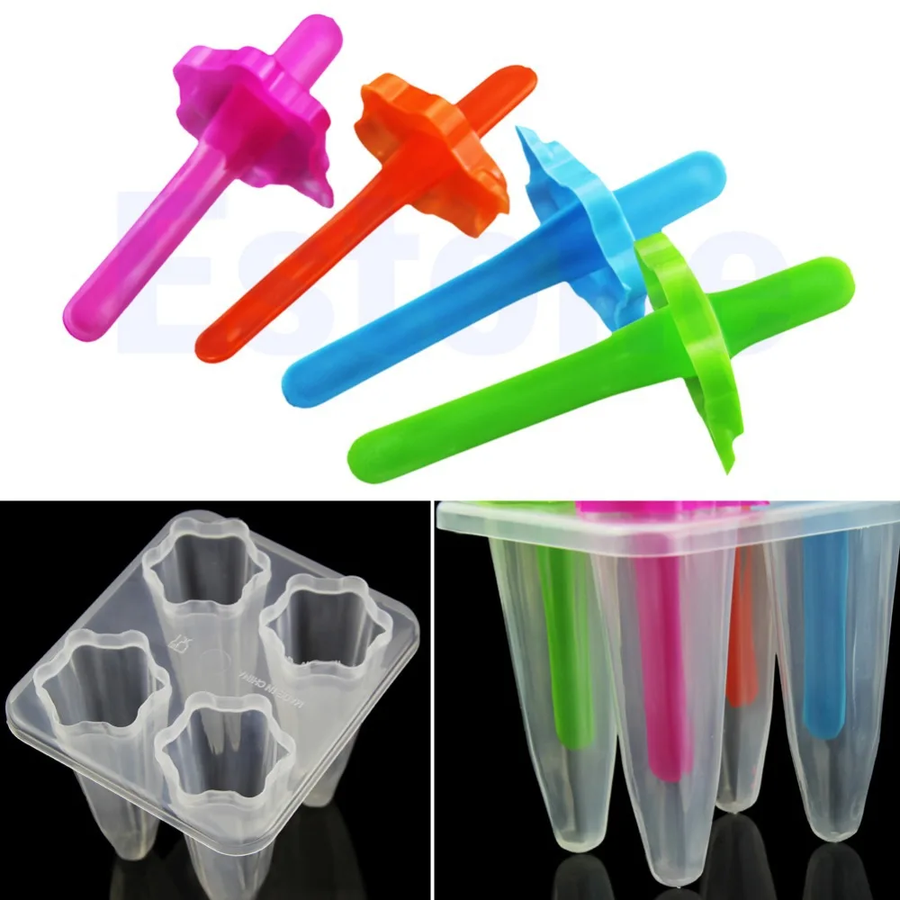 

4Pcs Cone Shape Popsicle Ice Pop Mold Frozen Food DIY Set Tool Ice Cream Maker