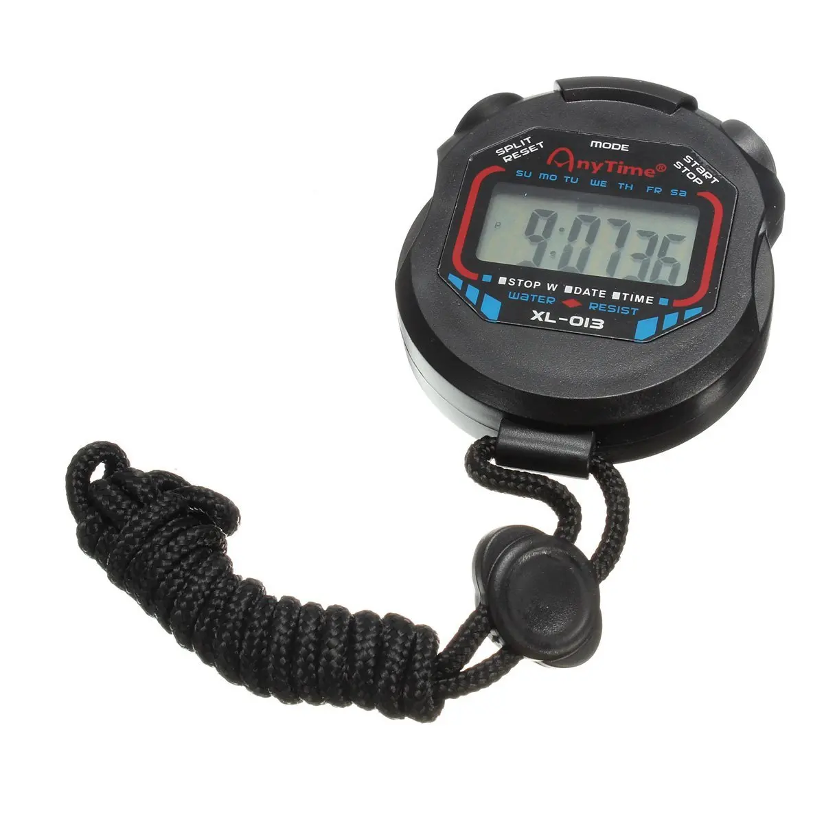

Digital Sports Watch Stopwatch LCD Multifunction Timer Cord Black