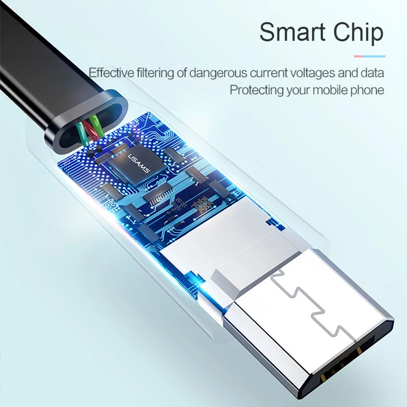 3 قطعة/الكثير المصغّر usb كابل ، USAMS مزامنة بيانات شقة الهاتف المحمول كابل لسامسونج s7 Xiaomi هواوي سلك Microusb 2A أسرع كابل الشاحن