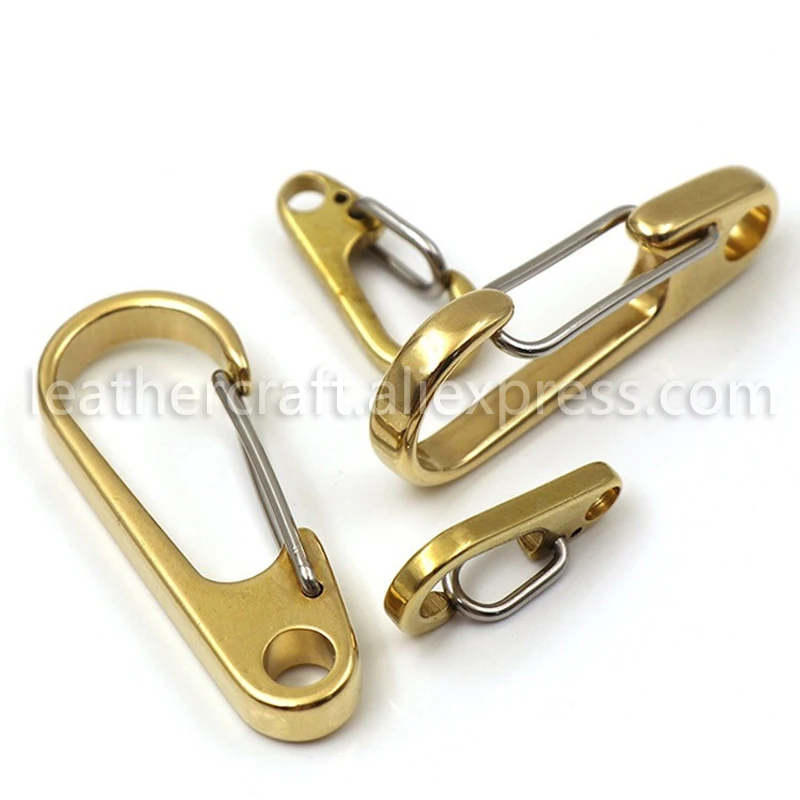 

1x Pure Brass Curtain Clasp Split Key Ring Hook Chain Loop Key Ring Keychain Strap Wallet Bag Leather Belt Hooks 1" 1-1/4" 2"
