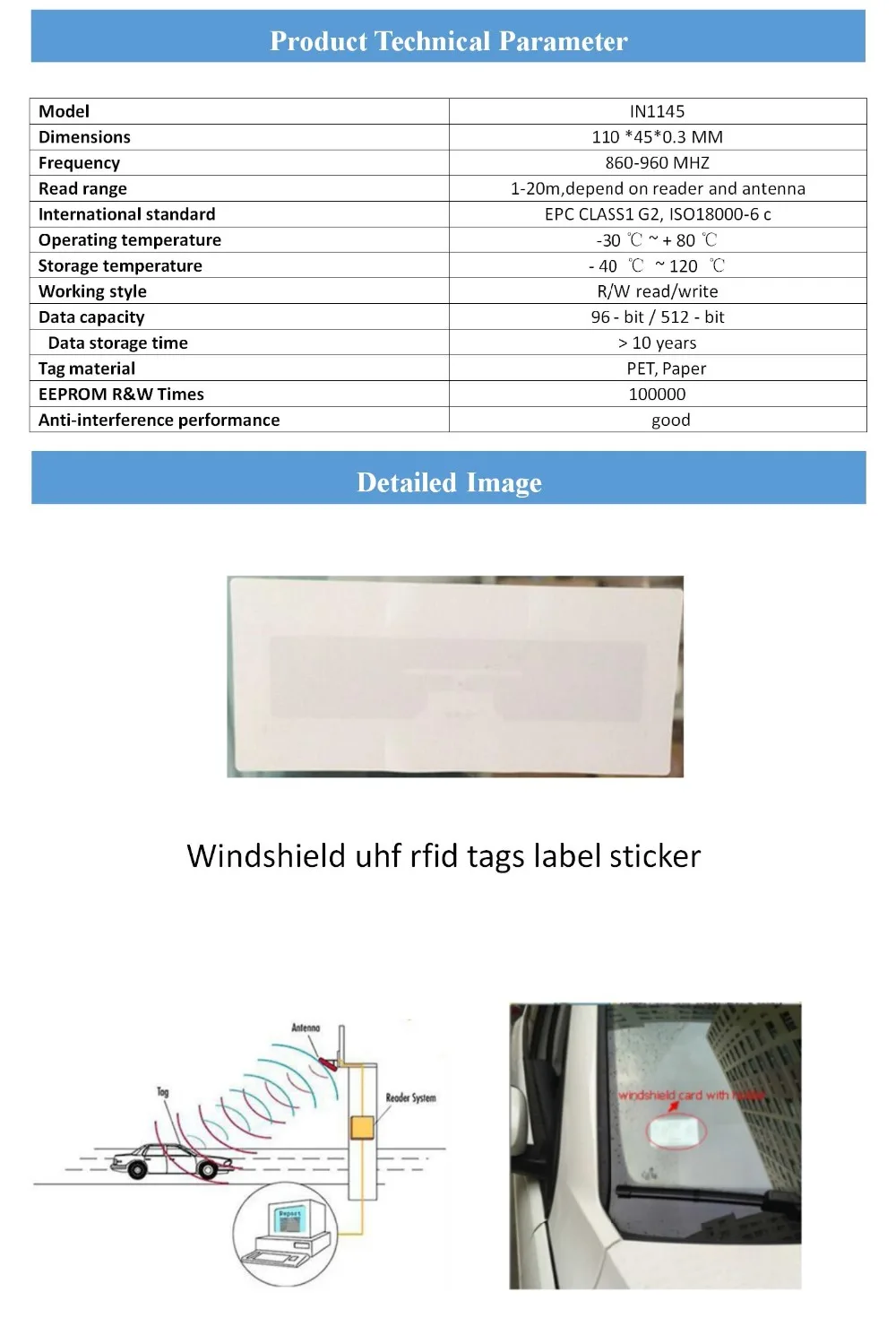 Бесплатный образец длинный диапазон пассивный UHF Активный rfid Лобовое стекло бумажная бирка/Этикетка/наклейка применяется к стеклянным активам обнаружения транспортного средства