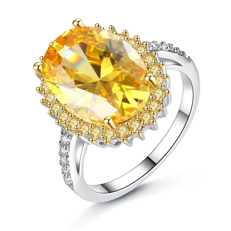 CC Rings For Women Trendy Luxury Jewelry Yellow Cubic Zirconia Big Stone Romantic Bridal Wedding Bijoux Engagement Ring CC3000