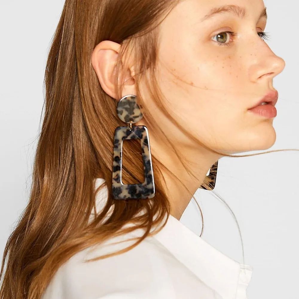 

New Vintage Women Long Rectangle Pendant Drop Earring Girl Party Hanging Earrings Boho Maxi Statement Jewelry Wholesale Gifts