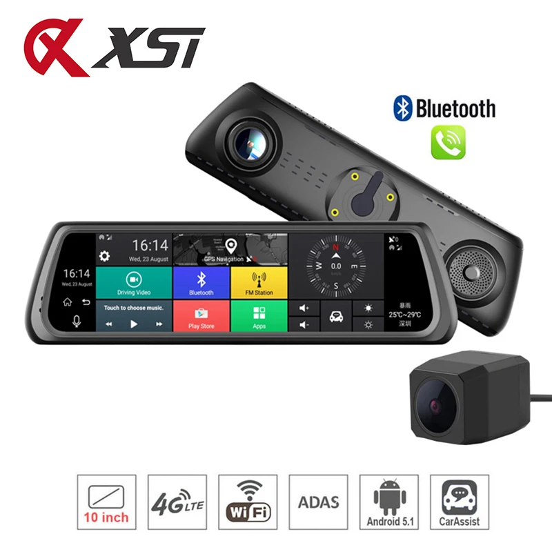 Автомобильный видеорегистратор XST 4G Android 5 1 10 дюймовый сенсорный Автомобильное