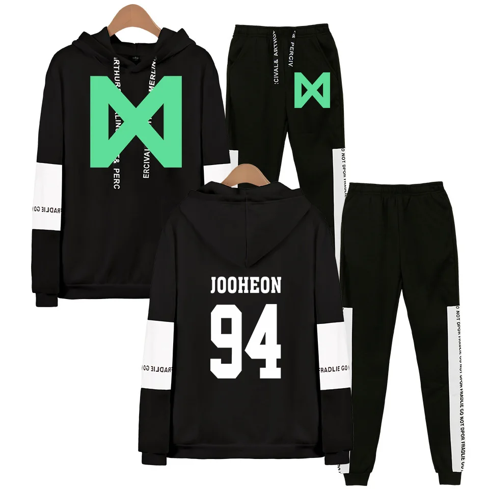 Kpop MONSTA X комплект из двух предметов, толстовка, спортивные костюмы для женщин и мужчин, поклонники поддержки Wonho YOOKIHYUN I.M Jooheon с именами членов группы, толстовки