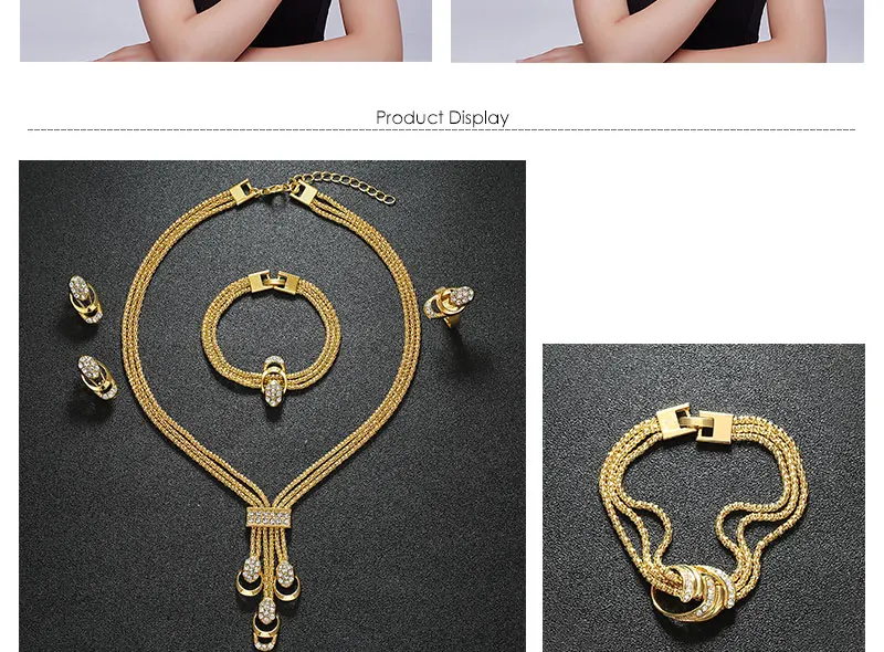 AYAYOO Dubai Jewelry Sets For Ladies Gold Color African Beads Jewelry Set Fashion Wedding Womens Earrings And Necklace Set (3)