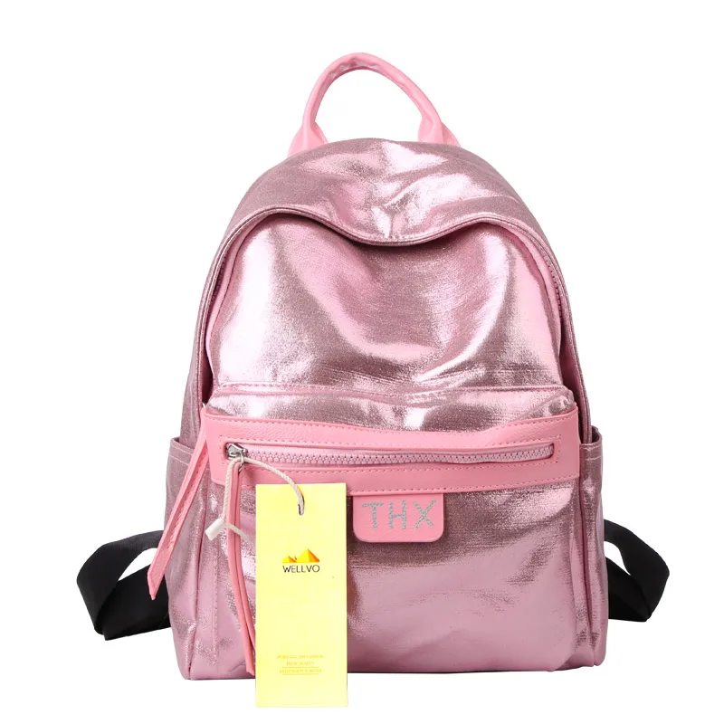 Wellvo голограмма лазерный рюкзак для женщин искусственная кожа Лоскутная школьная сумка большой подростков девочек блеск путешествия рюкзаки серебристый XA232WB