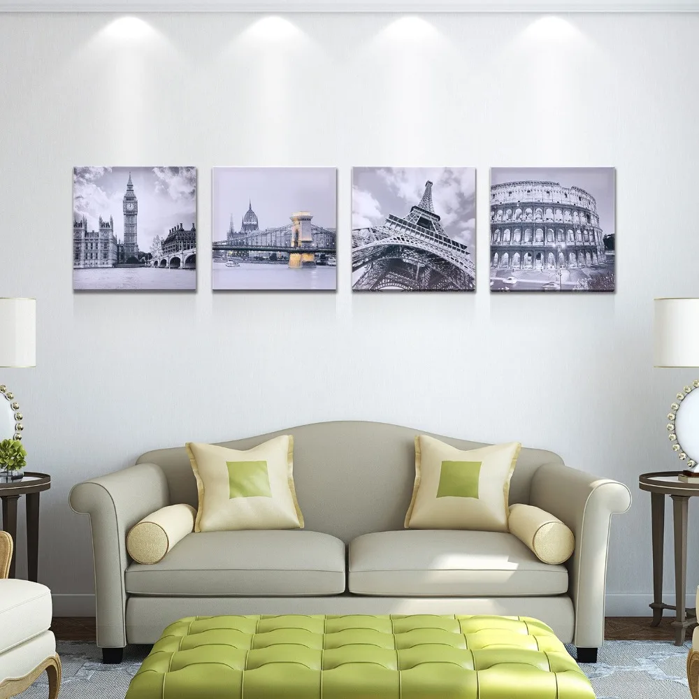 BANMU-4-Piece-No-Frame-Famous-Buildings-Roman-Colosseum-Big-Ben-Eiffel-Tower-Oil-Painting-Wall (1)