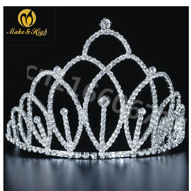 

Girls Tiaras and Crowns Clear Rhinestones Crystal Wedding Crowns Pageant Prom Party Headbands Bridal Hair Jewelry w/ Hair Comb